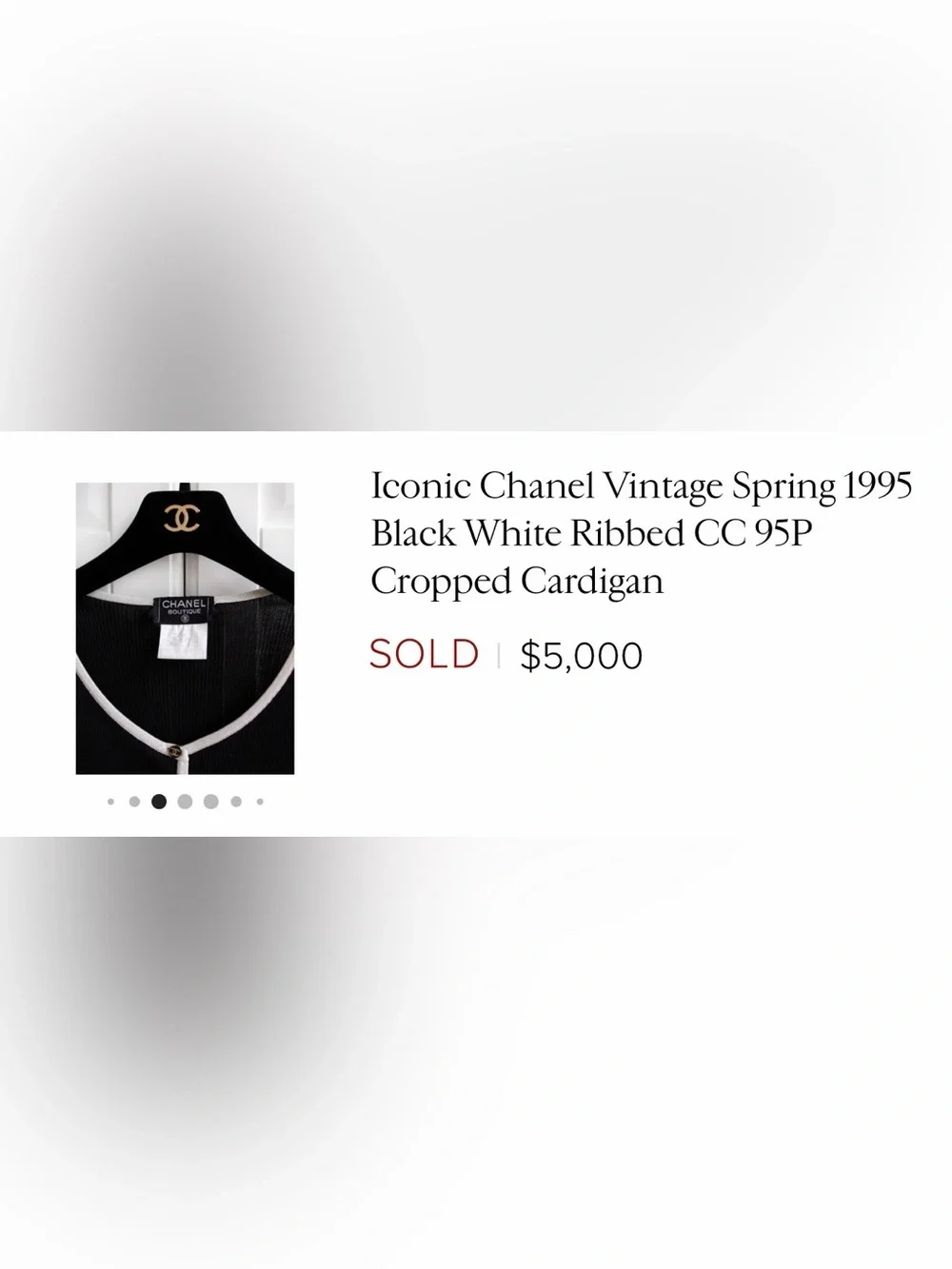 CHANEL 95P Black Cream CC Button Crop Top FR40 Spring 1995
